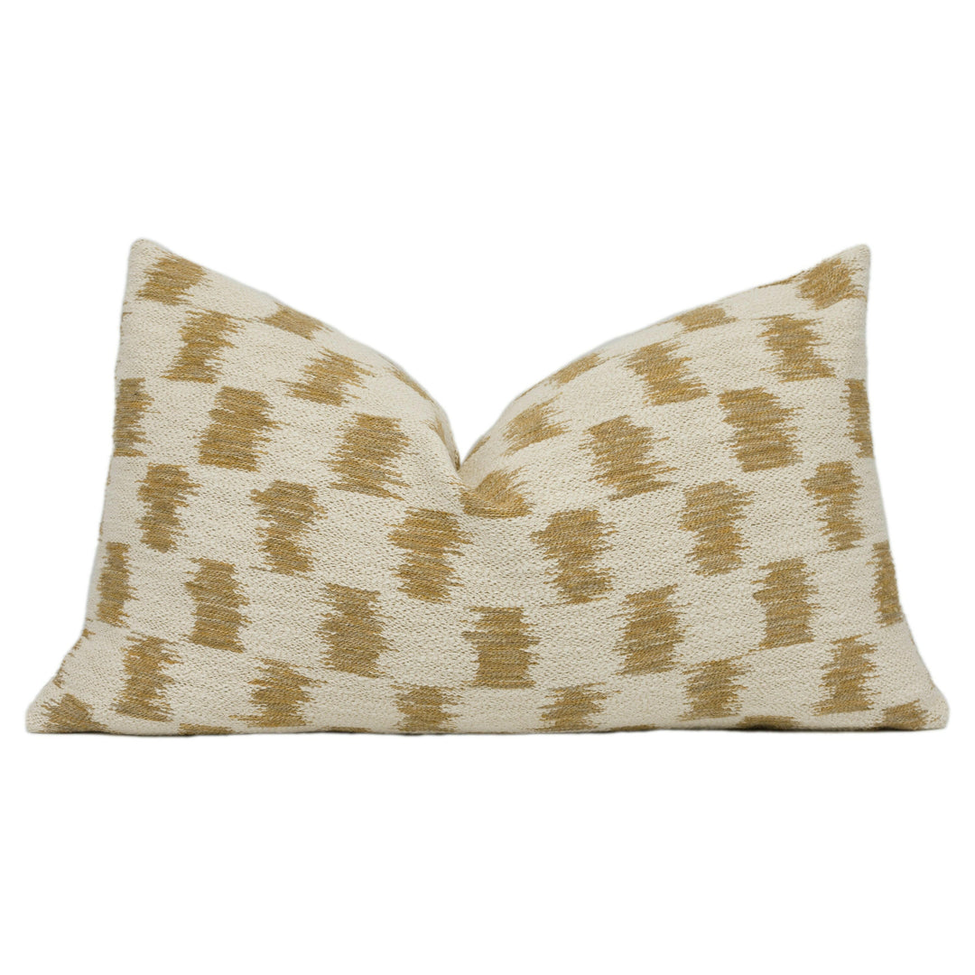Larsen - Colefax and Fowler -  Paxton - Camel - Geometric Woven Ikat Cushion Cover - Handmade Throw Pillow Designer Home Decor.