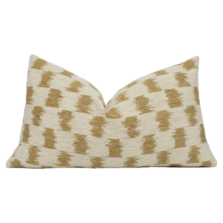 Larsen - Colefax and Fowler -  Paxton - Camel - Geometric Woven Ikat Cushion Cover - Handmade Throw Pillow Designer Home Decor.