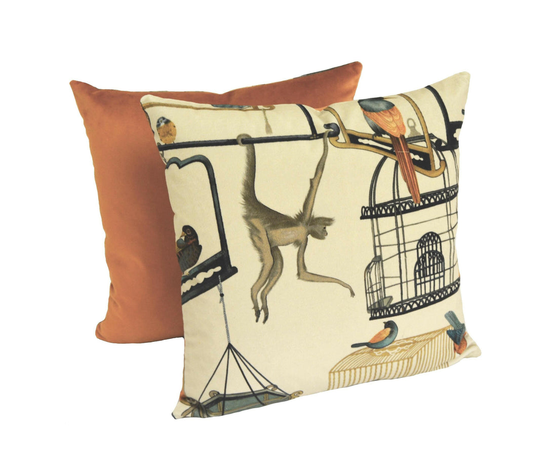 G P & J Baker - Menagerie Velvet - Parchment  - Opulent Cosmopolitan Marketplace Designer Velvet Cushion Cover - Luxury Handmade Throw.