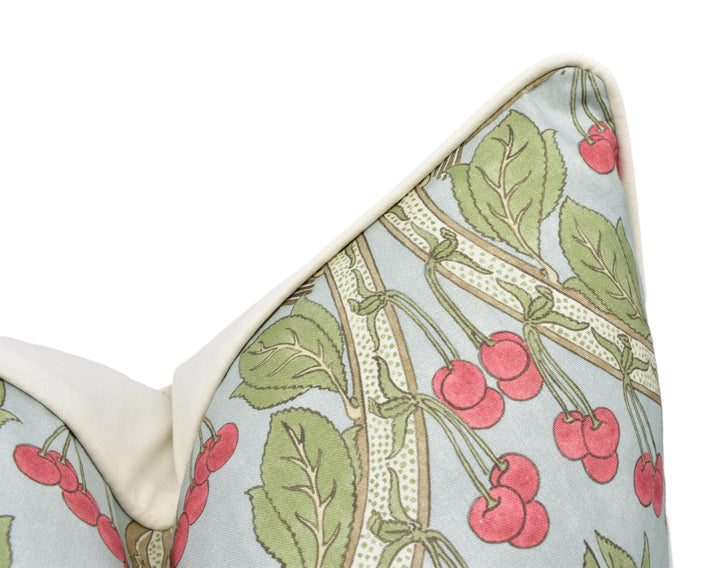GP and J Baker - Birds & Cherries - Soft Blue - Charming Floral Bird Designer Cushion Cover  - Luxury Throw Pillow - Handmade Home Décor.
