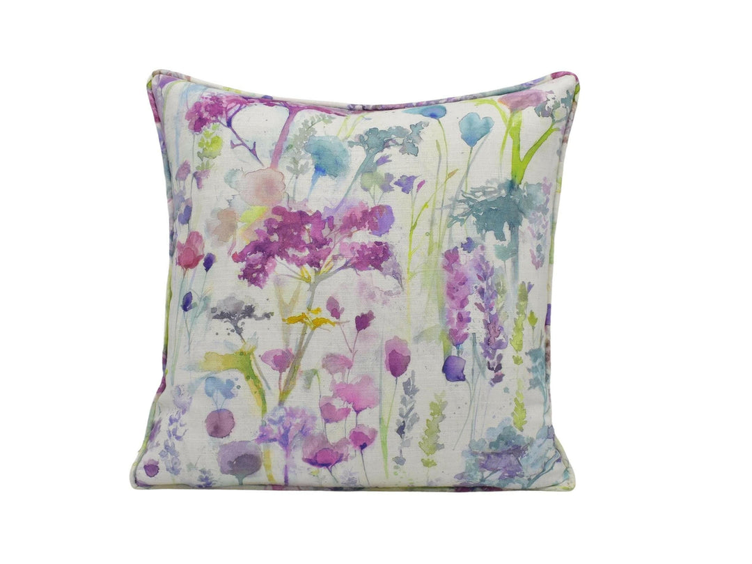 Voyage - Ilinizas - Summer - Elegant Watercolour Floral Meadow Designer Cushion Cover - Luxury Throw Pillow - Handmade Home Decor.