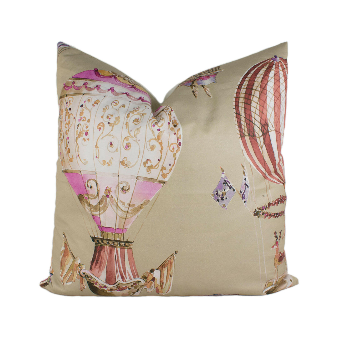 Manuel Canovas - L'Envol - Tomate - Whimsical Hot Air Balloon Designer Cushion Cover - Handmade Throw Pillow - Designer Home Décor.
