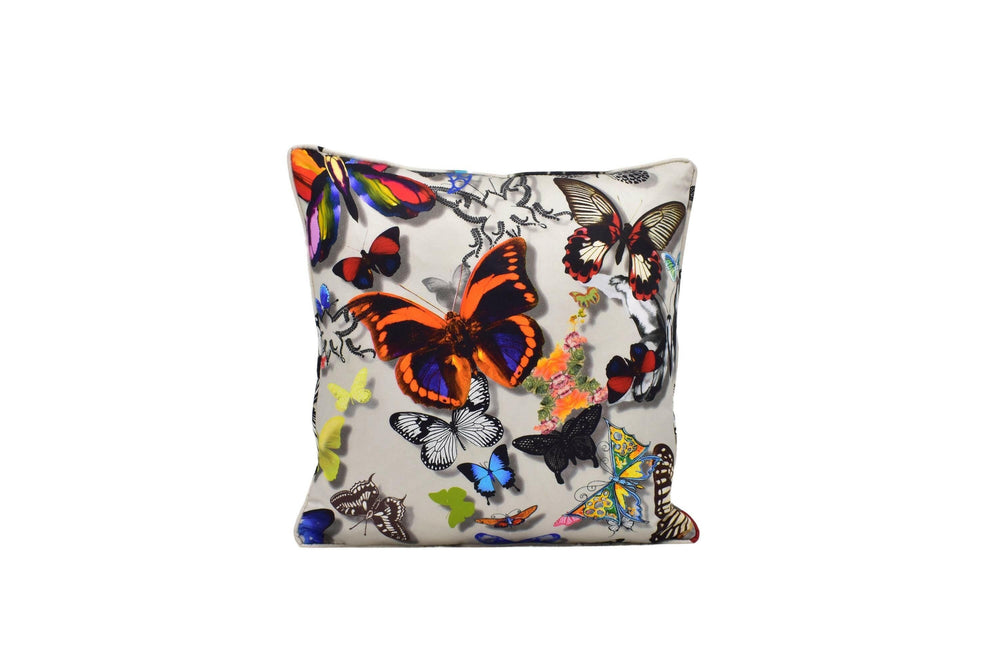 Designers Guild x Christian Lacroix - Butterfly Parade - Daim - Expressive Artistic Designer Butterflies Cushion Cover - Luxury Throw Pillow.
