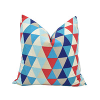 Thumbnail for a blue, red and white pillow with a triangle pattern