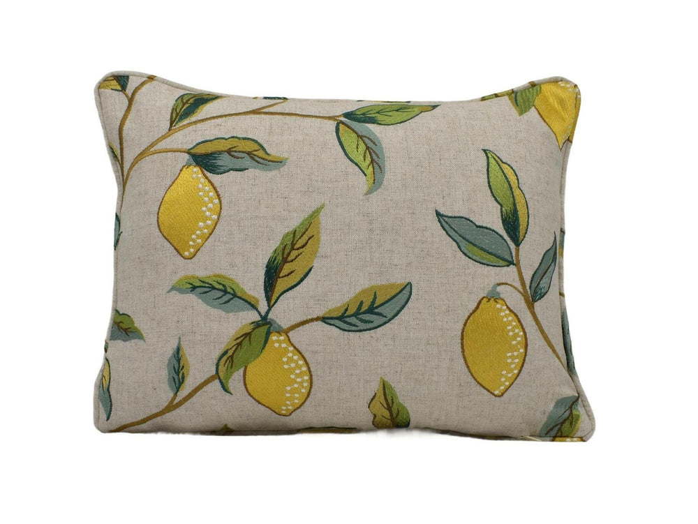 William Morris - Lemon Tree Embroidery - Bay Leaf / Lemon - Exquisitely Detailed Embroidered Classic Designer Cushion Cover - Handmade Throw.