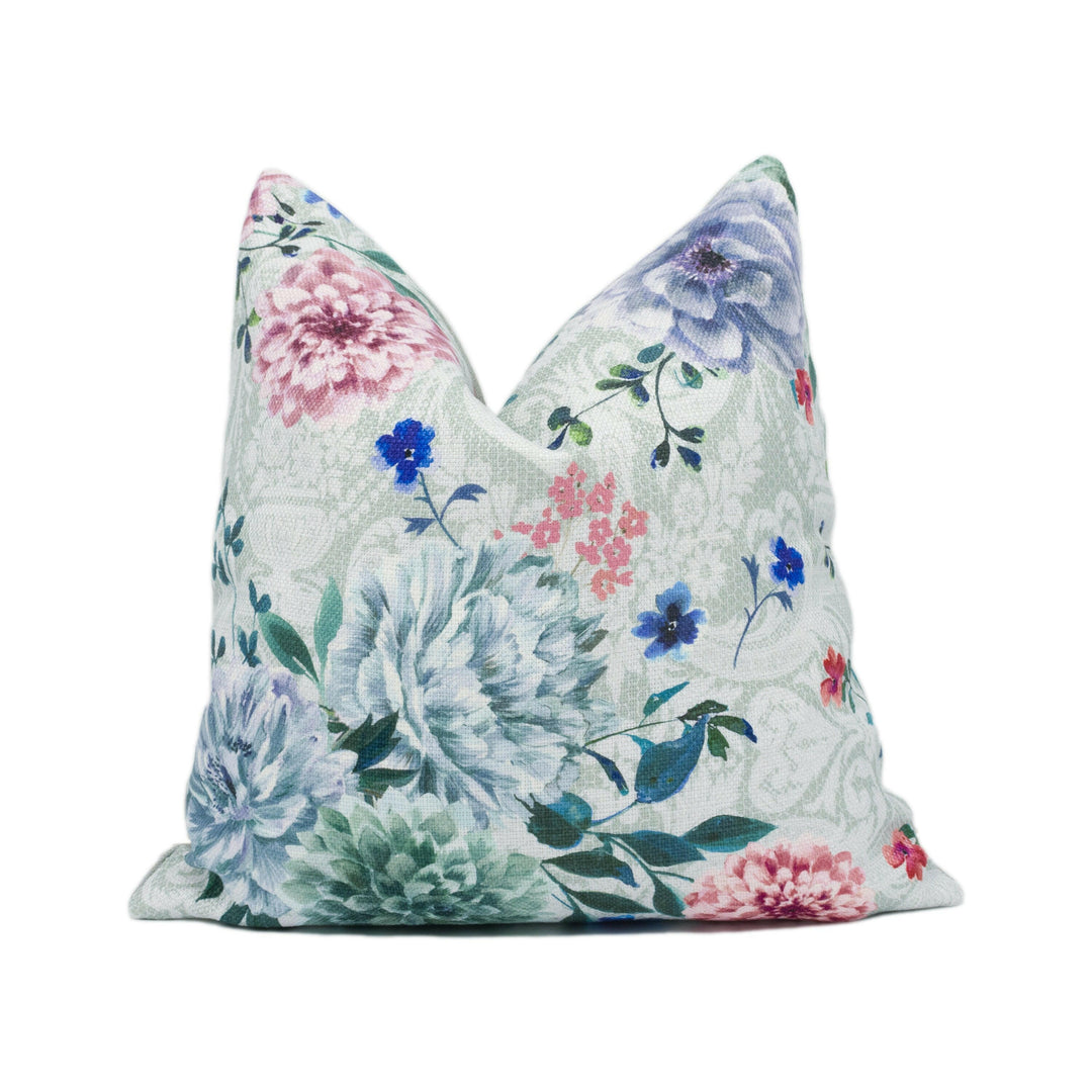 Osborne & Little x Matthew Williamson - Duchess Garden - Ice / Blush / Violet - Chic Modern Floral Cushion Cover - Handmade Throw Pillow.