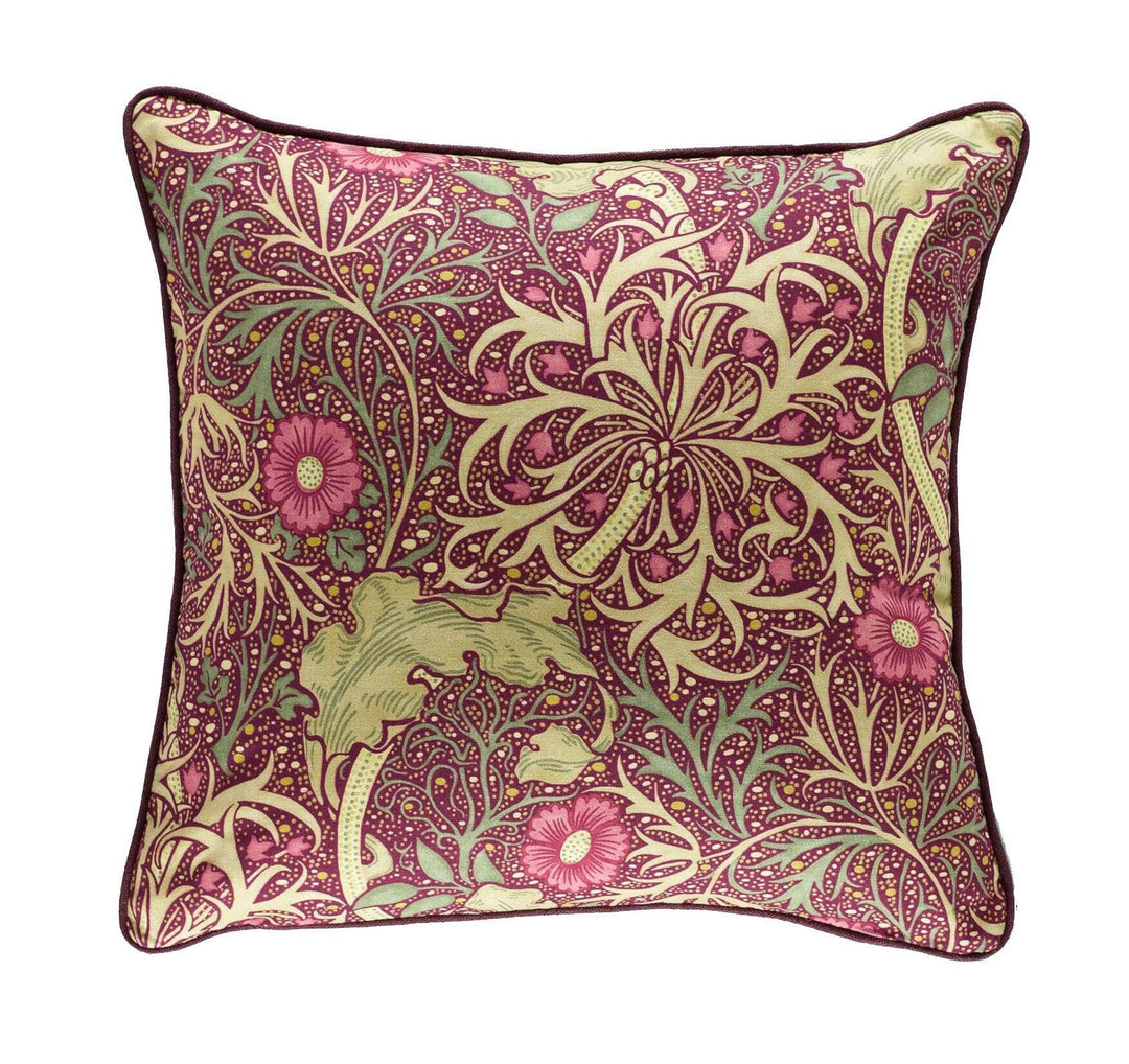 William Morris - Seaweed - Aubergine / Bayleaf - Cushion Cover Throw Pillow Designer Home Decor.