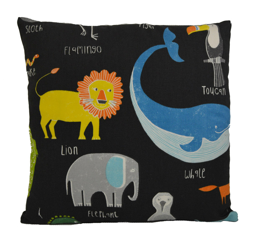 Scion - Animal Magic - Tutti Frutti / Blackboard - Cute Zoo Animal Cushion Cover - Perfect For Children's Room or Nursery - Throw Pillow.