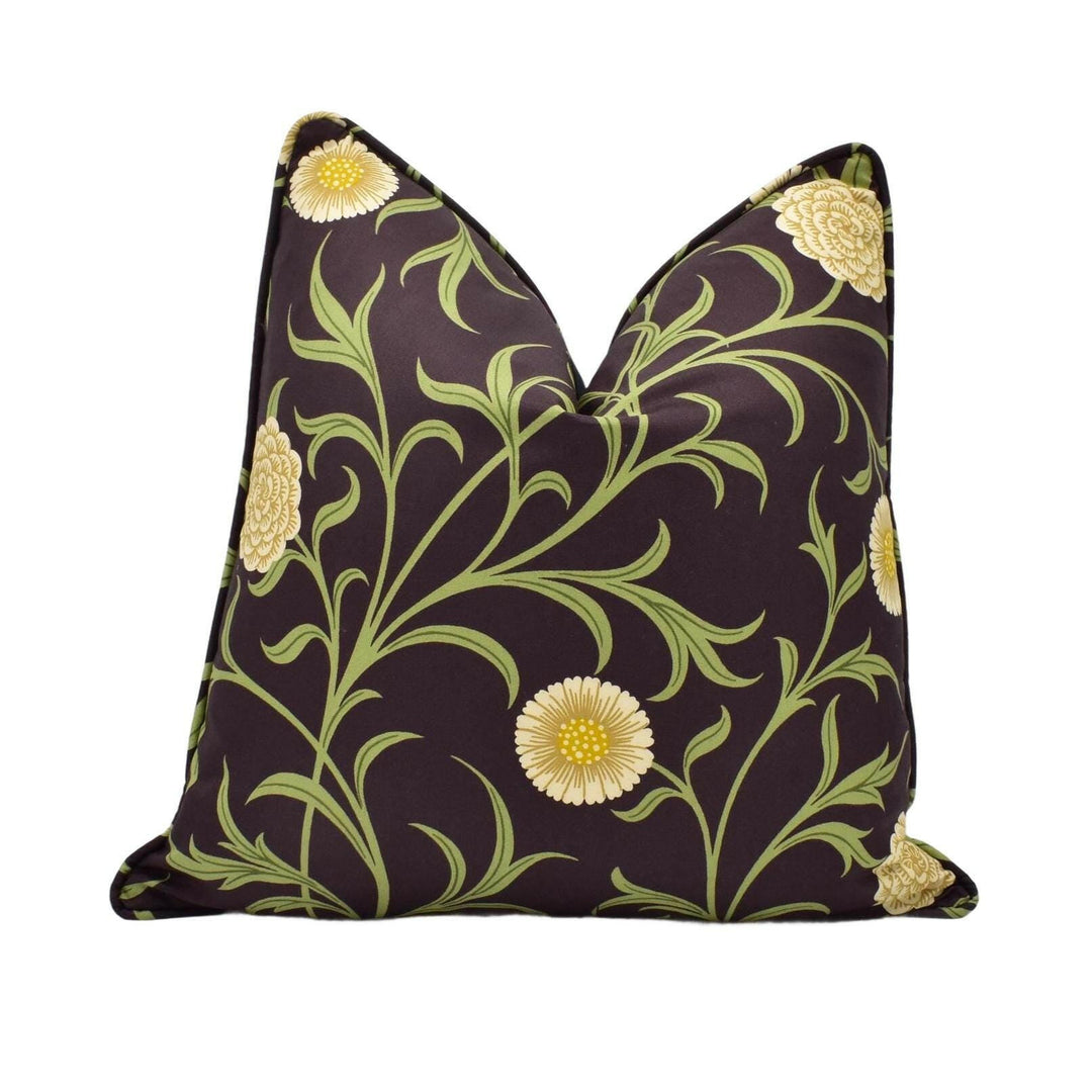 William Morris - Scroll - Black / Thyme - Medieval Trailing Floral Designer Cushion Cover - Classic English Luxury Throw Pillow - Handmade.