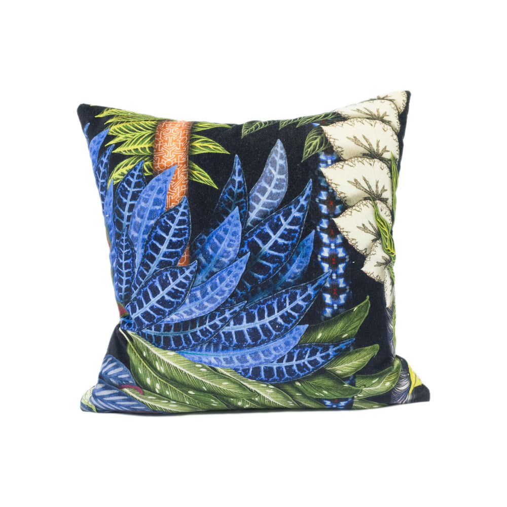 Designers Guild x Christian Lacroix - Belorizonte Soft - Jais - Bold Jungle Floral Cushion Cover - Designer Velvet Pillow Cover - Calathea.