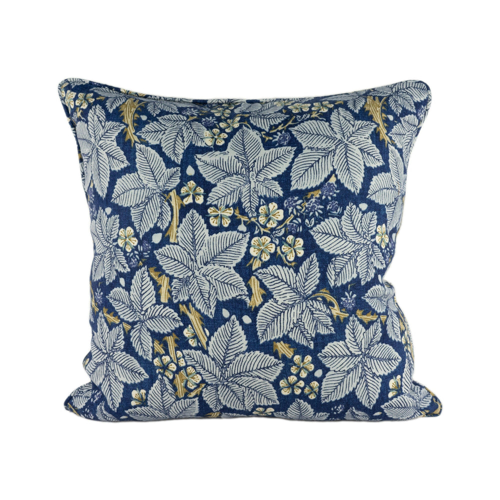 William Morris - Bramble - Indigo / Mineral - Stunning Self Piped Designer Cushion Cover Home Décor Throw Pillow.