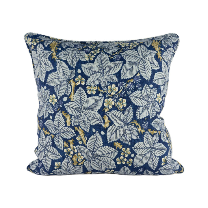 William Morris - Bramble - Indigo / Mineral - Stunning Self Piped Designer Cushion Cover Home Décor Throw Pillow.