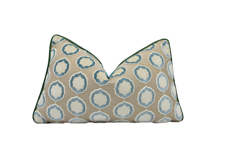 Manuel Canovas - Tiana - Ciel / Ivoire -  Glamorous Polka Dot Designer Cut Velvet Cushion Cover - Luxury Throw Pillow - Handmade Home Decor.