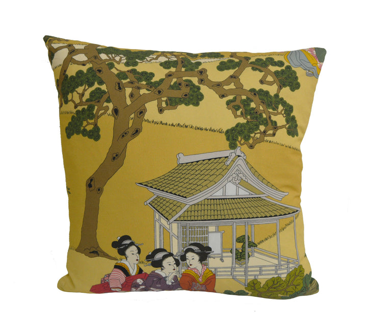 Manuel Canovas - Geishas - Epice - Intricate Japanese Garden Designer Cushion Cover - Handmade Throw Pillow - Designer Home Decor.