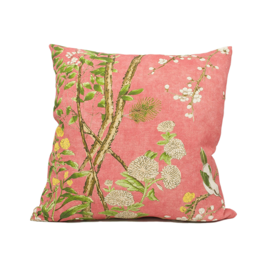 Thibaut - Katsura - Coral - Rich Winding Japanese Maple Floral Designer Cushion Cover - Luxury Throw Pillow - Designer Home Decor.