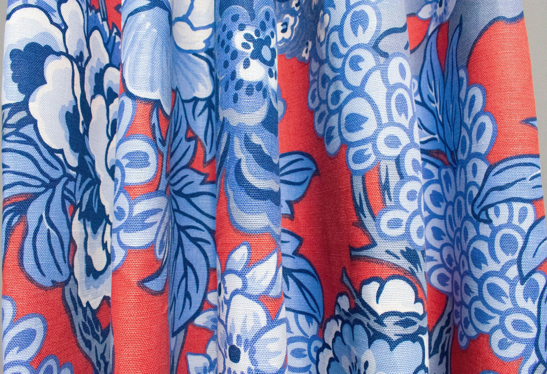 Thibaut - Honshu - Red and Blue - Made to Measure Curtains - draper panels Designer Home Décor.