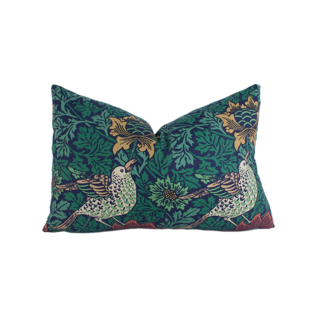 William Morris - Bird & Anemone - Forest / Indigo - Stunning Classic English Designer Cushion Cover Home Décor Throw Pillow.