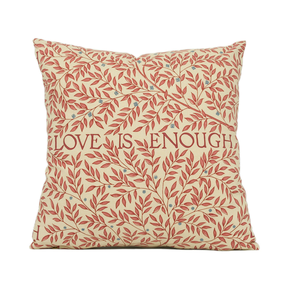 William Morris - Love is Enough - Brick / Manilla - Classic English Design Cushion Cover - Handmade Throw Pillow - Designer Home Décor.