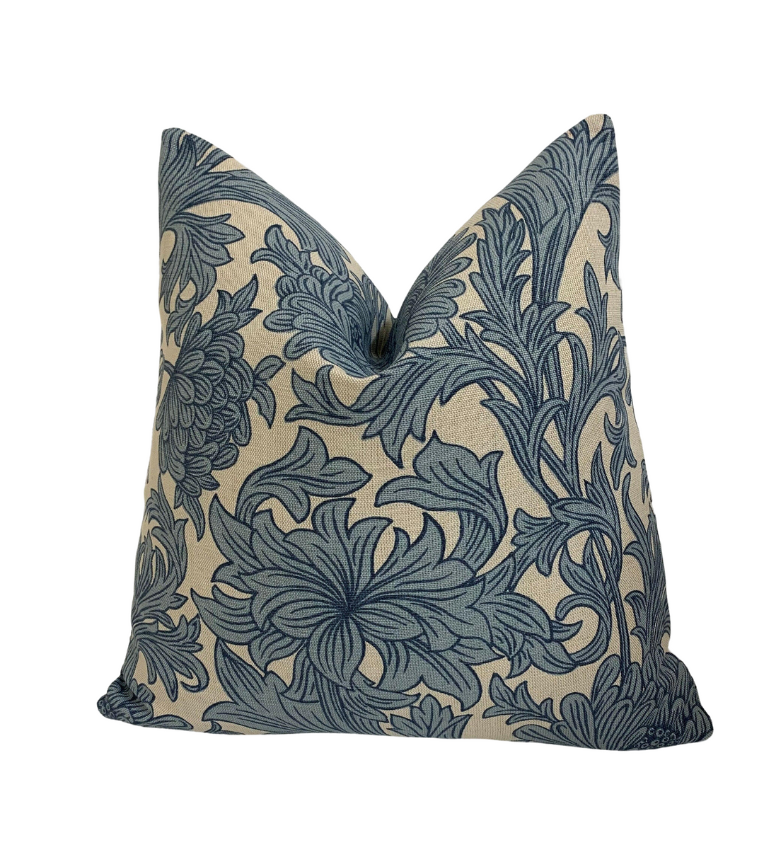 William Morris - Chrysanthemum Toile - Woad / Chalk - Cushion Cover Throw Pillow Designer Home Decor.