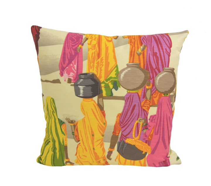 Manuel Canovas - Sari - Fuchsia - Delightful Entrancing Indian Procession Designer Cushion Cover - Luxury Throw Pillow - Handmade Home Decor.