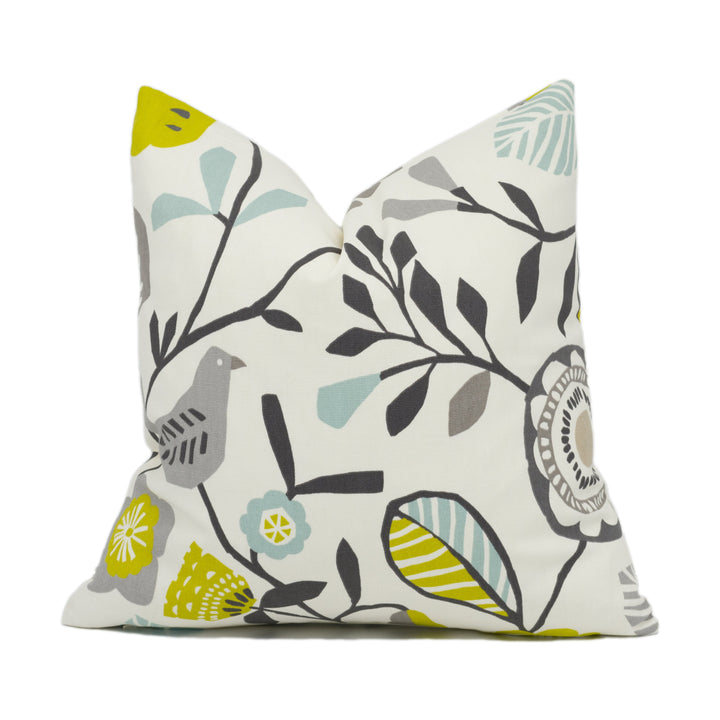 Clarke & Clarke x Studio G - Folki - Chartreuse / Charcoal - Funky Fun Cushion Cover - Designer Home Décor - Handmade Throw Pillow
