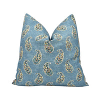 Thumbnail for a blue pillow with a paisley pattern on it