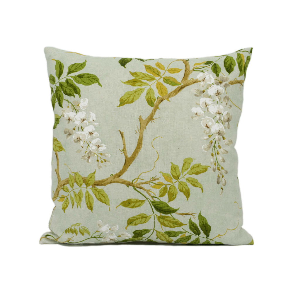 Colefax and Fowler - Alderney - Aqua - Classic Floral Tree Foliage Cushion Cover - Handmade Throw Pillow - Designer Home Décor.
