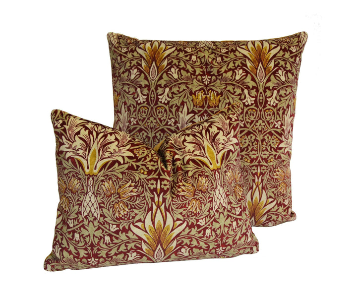 William Morris - Snakeshead Velvet - Crimson / Saffron - Dramatic Sumptuous Flame Designer Floral Velvet Cushion Cover - Luxury Throw Pillow.