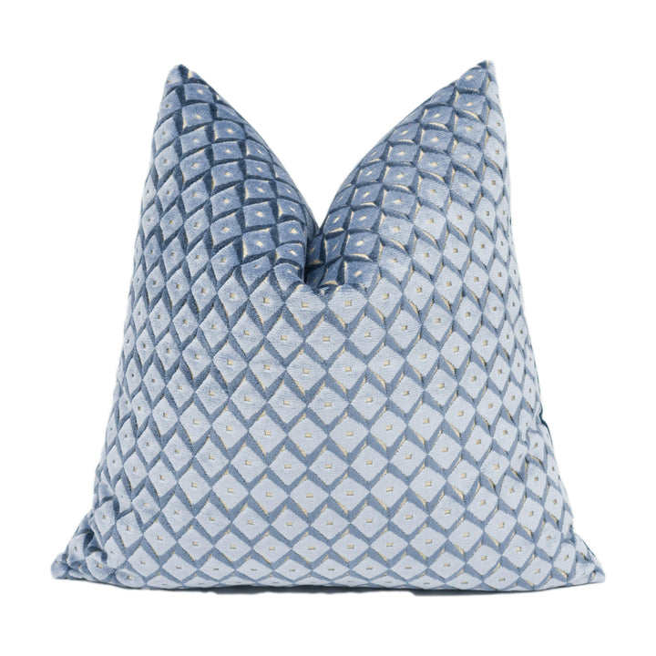 Jane Churchill - Mimosa - Blue - Stunning Designer Velvet Cushion Cover Home Décor Throw Pillow.