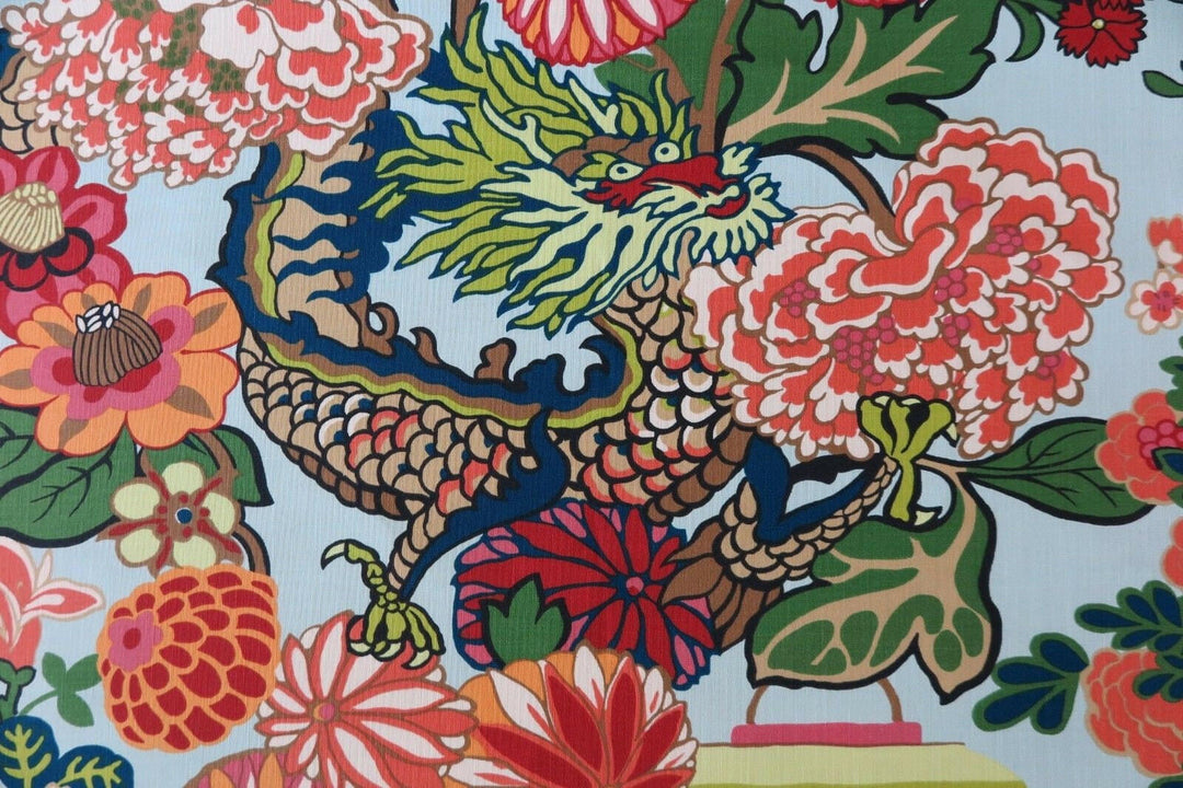 Schumacher - Chiang Mai Dragon II - Aqua Marne -  Made To Measure Professionally Made Roman Blind.