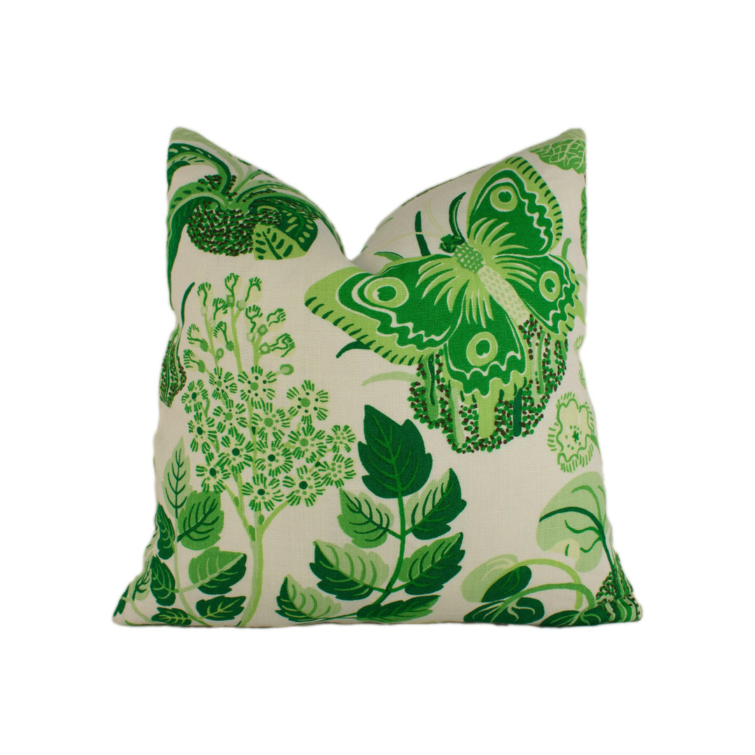Schumacher - Exotic Butterfly - Leaf - Signature Josef Frank Whimsical Butterfly Designer Cushion Cover - Luxury Throw Pillow - Handmade.