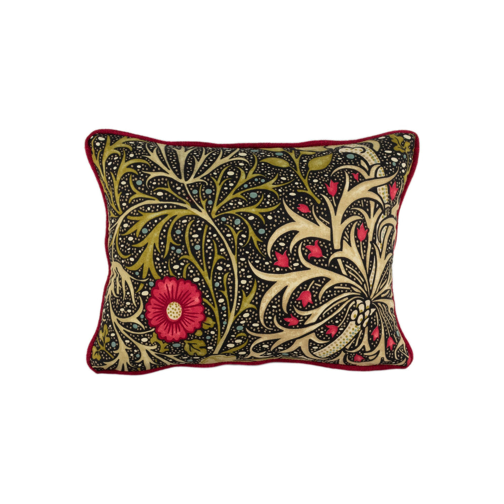 William Morris - Seaweed - Ebony / Poppy - Cushion Cover Throw Pillow Designer Home Decor.