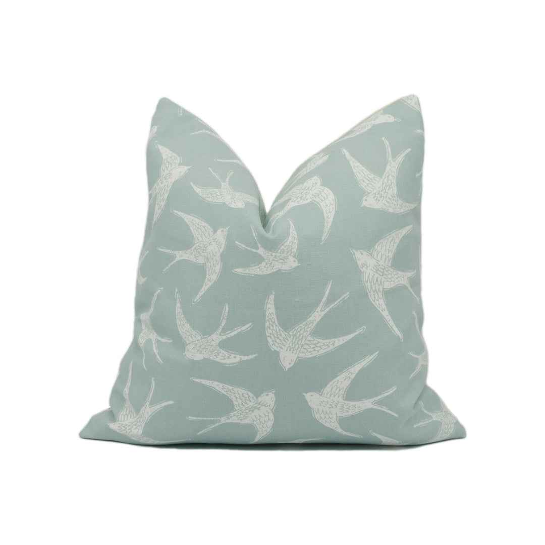 Clarke and Clarke - Fly Away - Duckegg - Pretty Birds in Flight Cushion Cover - Handmade Throw Pillow - Designer Home Décor.