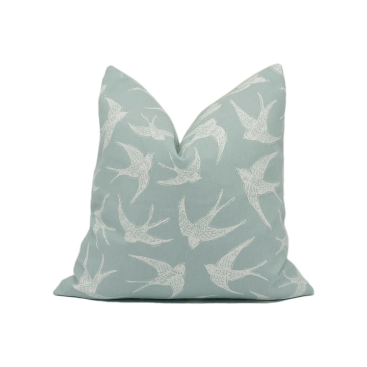Clarke and Clarke - Fly Away - Duckegg - Pretty Birds in Flight Cushion Cover - Handmade Throw Pillow - Designer Home Décor.