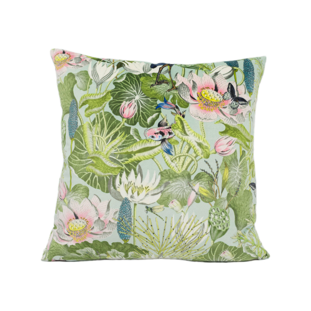 Wedgwood by Clarke and Clarke - Waterlily - Mineral Velvet - Tropical Amazon Flora & Fauna Designer Cushion Cover - Luxury Throw Pillow Home.