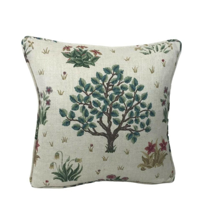 William Morris - Orchard - Bayleaf / Rose - Delicate Medieval Tree Tapestry Designer Cushion Cover - Luxury Throw Pillow - Handmade Home.