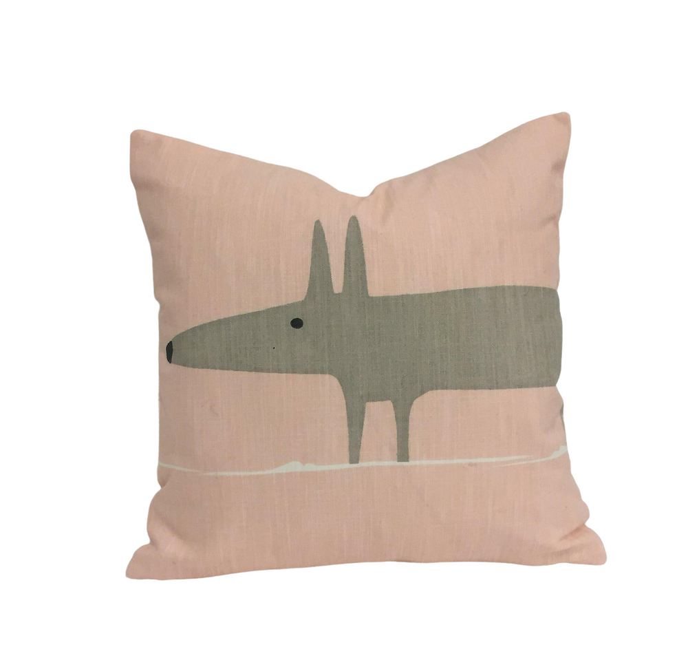 MR FOX - Scion - Blush  - Delicate & Stylish Pink Mr Fox Cushion Cover - Handmade Throw Pillow - Designer Home Decor.