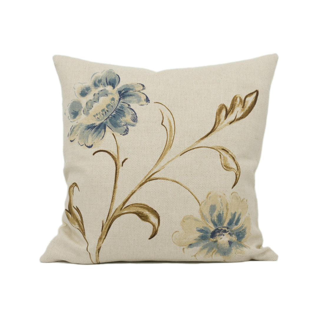 Zoffany - Yasmin - Beige Linen - Large Scale Painterly Floral Cushion Cover - Handmade Throw Pillow - Designer Home Décor.