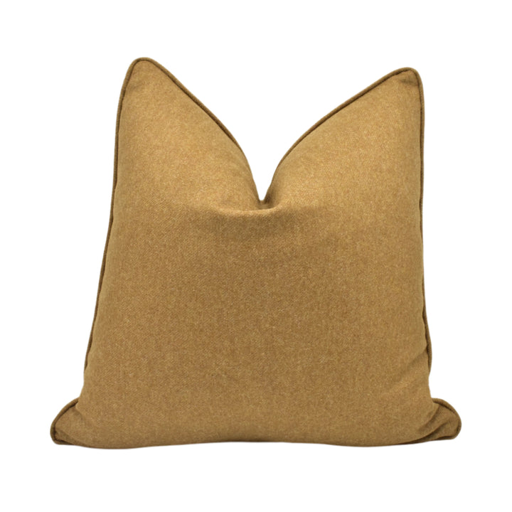 Abraham Moon Earth Camel Wool Cushion Cover – 100% Wool Tan Check Tartan