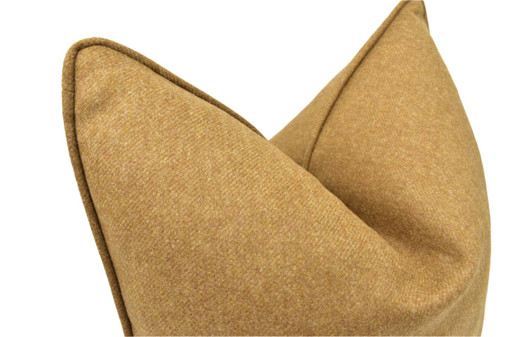 Abraham Moon Earth Camel Wool Cushion Cover – 100% Wool Tan Check Tartan
