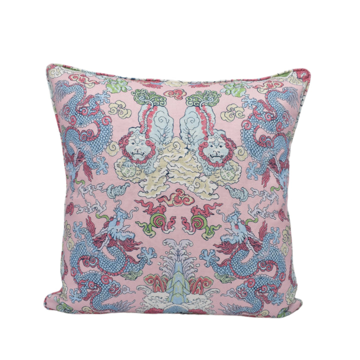 Schumacher - Magic Mountain Dragon - Blush - Fantastical Exotic Statement Cushion