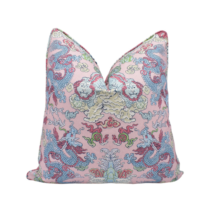 Schumacher - Magic Mountain Dragon - Blush - Fantastical Exotic Statement Cushion