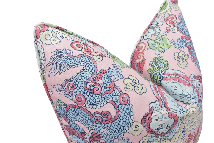 Schumacher - Magic Mountain Dragon - Blush - Fantastical Exotic Statement Cushion
