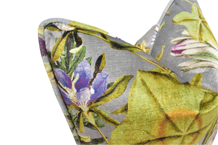 Clarke & Clarke – Passiflora – Slate & Amethyst – Cushion Cover – Ornate Velvet Botanical