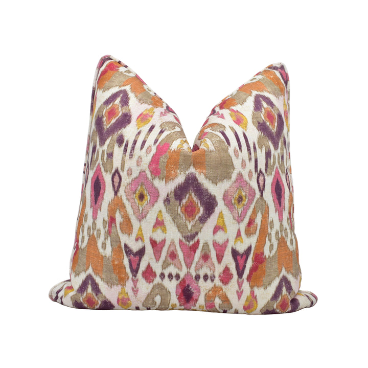 Jane Churchill – Jaru – Red/Pink – Cushion Cover – Vibrant Artisanal Ikat