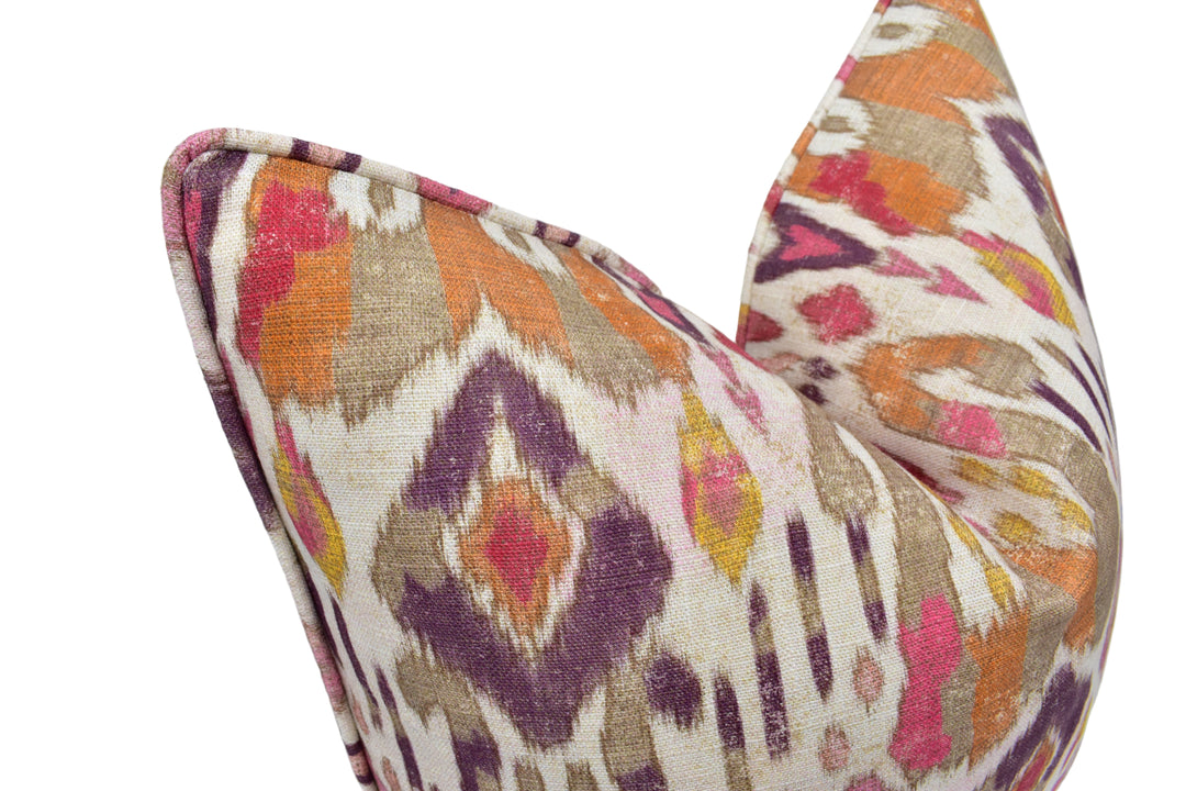Jane Churchill – Jaru – Red/Pink – Cushion Cover – Vibrant Artisanal Ikat