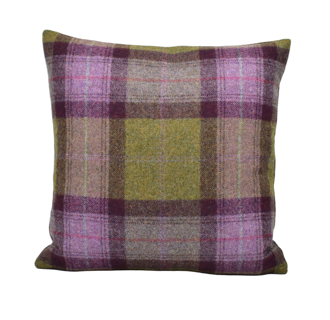 Abraham Moon Skye Mystic Quartz Wool Cushion Cover – Woven in Yorkshire Using 100% Wool in Muted Tartan Check