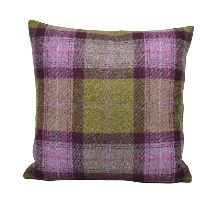 Abraham Moon Skye Mystic Quartz Wool Cushion Cover – Woven in Yorkshire Using 100% Wool in Muted Tartan Check
