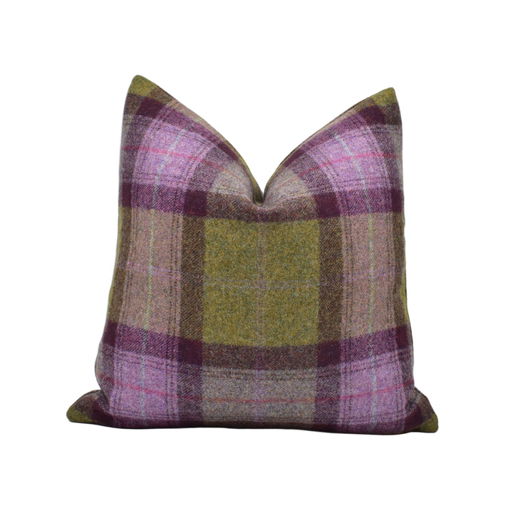 Abraham Moon Skye Mystic Quartz Wool Cushion Cover – Woven in Yorkshire Using 100% Wool in Muted Tartan Check