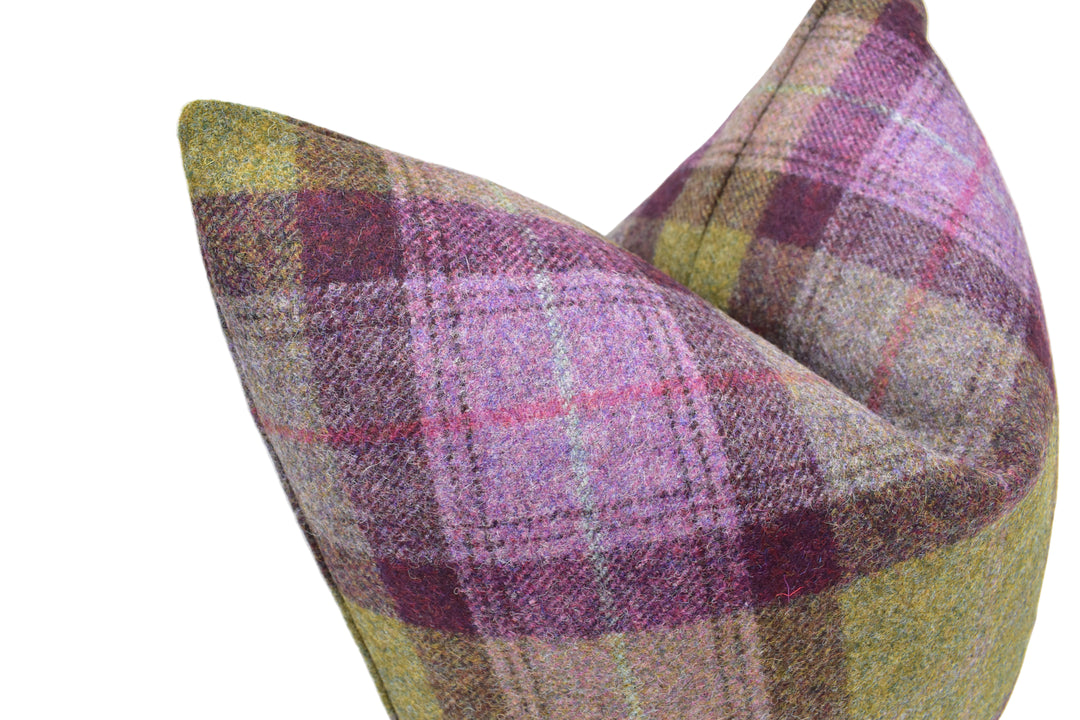 Abraham Moon Skye Mystic Quartz Wool Cushion Cover – Woven in Yorkshire Using 100% Wool in Muted Tartan Check